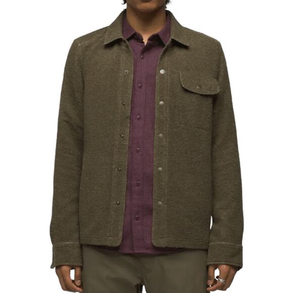 Prana IncrediWool Overshirt Men's L Slate Green Heather Slim Fit Performance - Picture 1 of 10